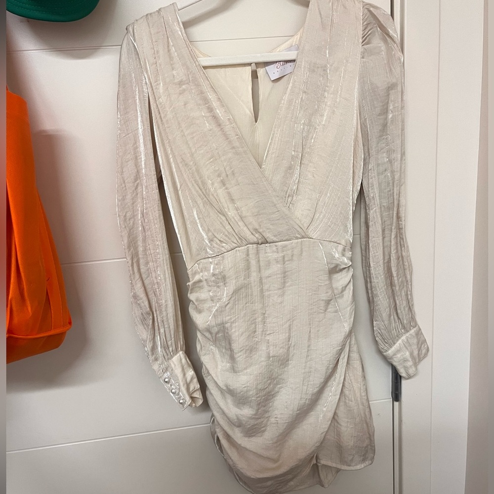 Elegant Cream Wrap Dress